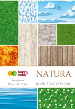 Blok se vzorovanými papíry NATURA, 80g/m2, A4, 15 listů, 30 vzorů